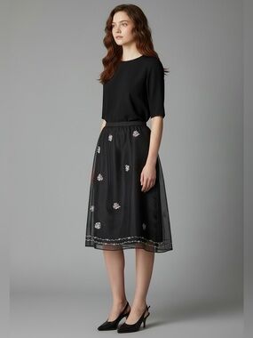 BCBG Exclusively for Nordstrom RARE Stunning Sheer Embroidered Vintage Skirt